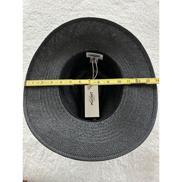 Mossant Paris Straw Hat Women Preppy Black Boho Vacation Summer Sz M NWT - Picture 3 of 7